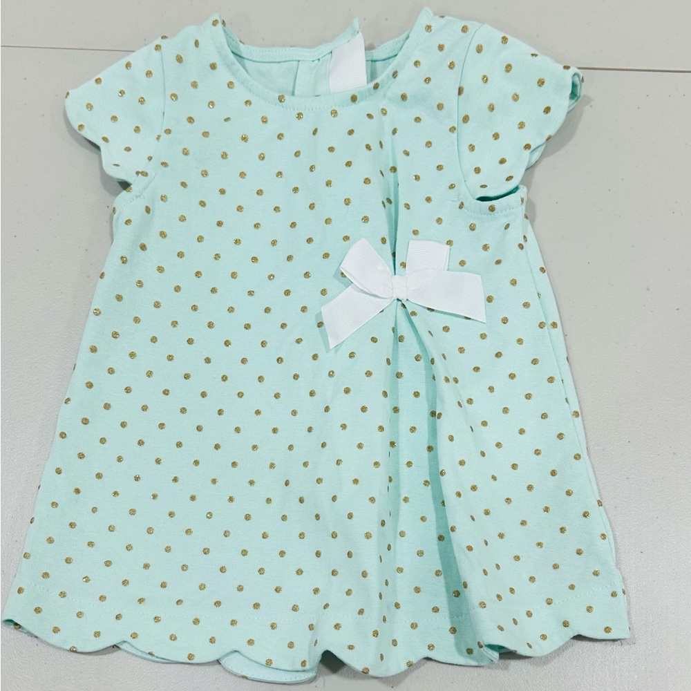TAHARI Girls Fancy‎ Dress 4T Light Blue W/Shiny Polka Dots